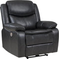 Coaster Home Furnishings - Sycamore - Faux Leather Upholstered Power Recliner Chair with Built-in USB Port, Contour Tufting and Control Panel - Living Room - Dark Gray - 610233P