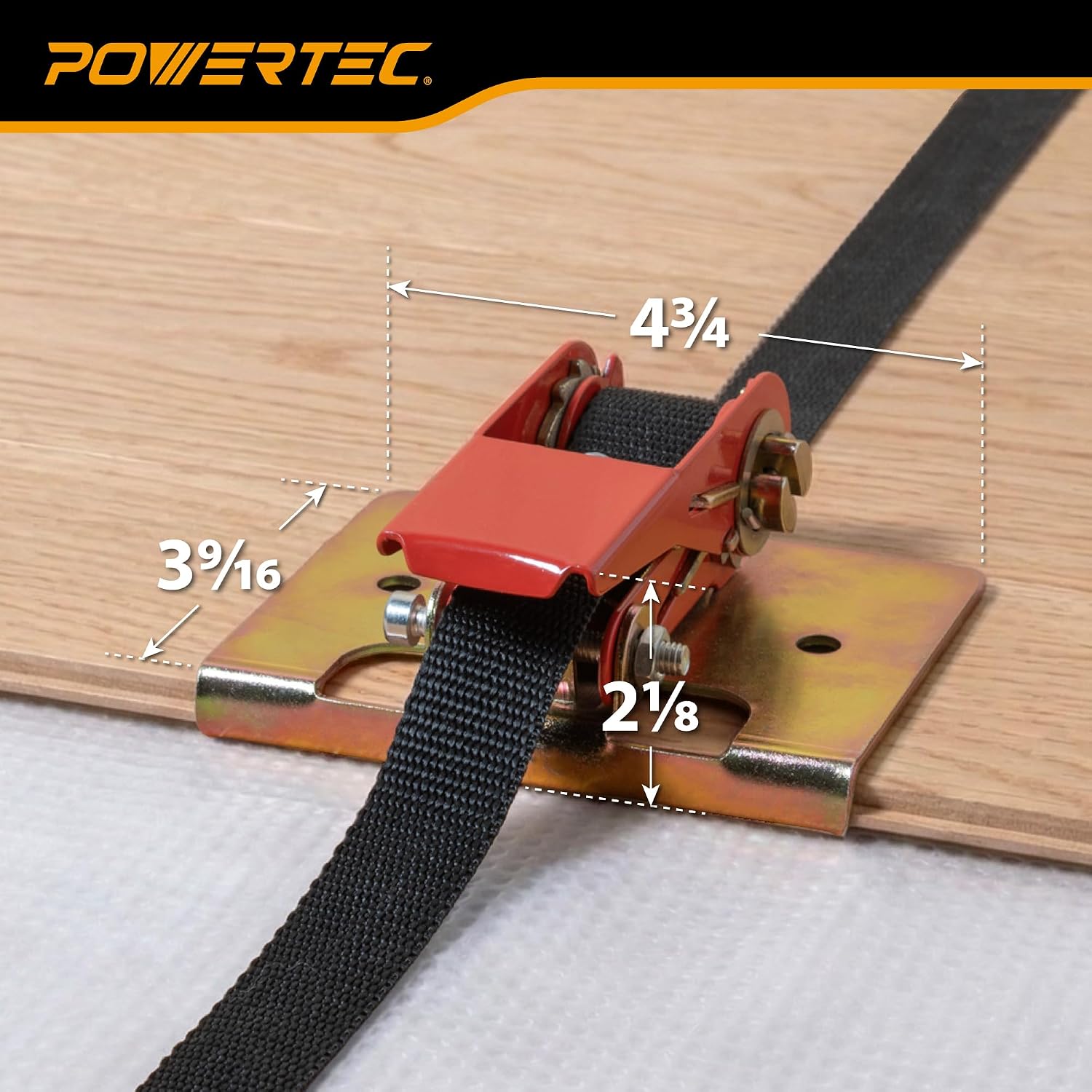 POWERTEC 71102 Wood Flooring Strap Clamp w/ 13 Foot Nylon Strap (Pack of 6)