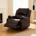 Manual Recliner Chair, Adjustable Push Back Leather Reclining for Living Room, Reddish Brown