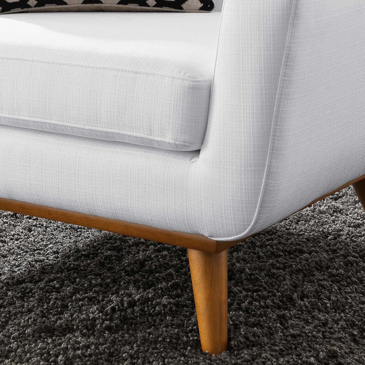 Modway Engage Mid-Century Modern Upholstered Fabric Armchair in White
