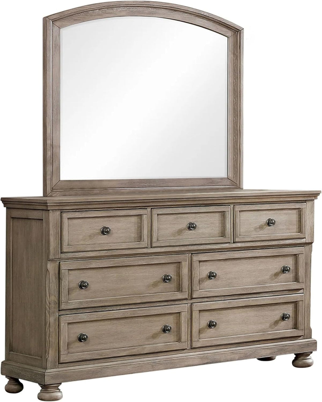 HOMES: Inside + Out Dery Rustic 7-Drawer Wood Dresser and Mirror, Gray