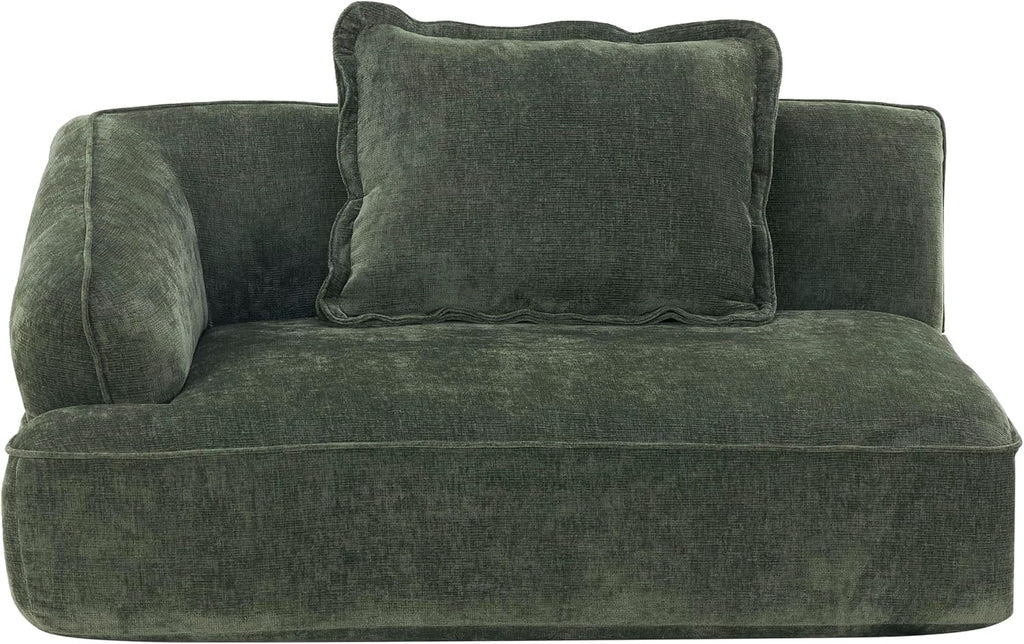 Christopher Knight Home Zacha 121' Modular L-Shape Sofa Couch with Chaise Lounge, Modern Boneless Sofa for Living Room, Fabric Upholstered Cloud Couch with Deep Seat, Olive Green