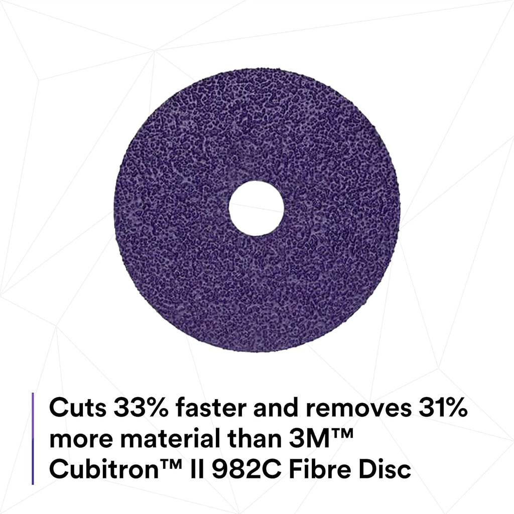 3M Cubitron II Fibre Disc 982CX Pro, 36+, 4 in x 5/8 in, Die 400FF, Pack of 25, Improved Productivity, Longer Cut Rates, Designed for Heavy Metal Removal, Excels in Carbon Steel Applications