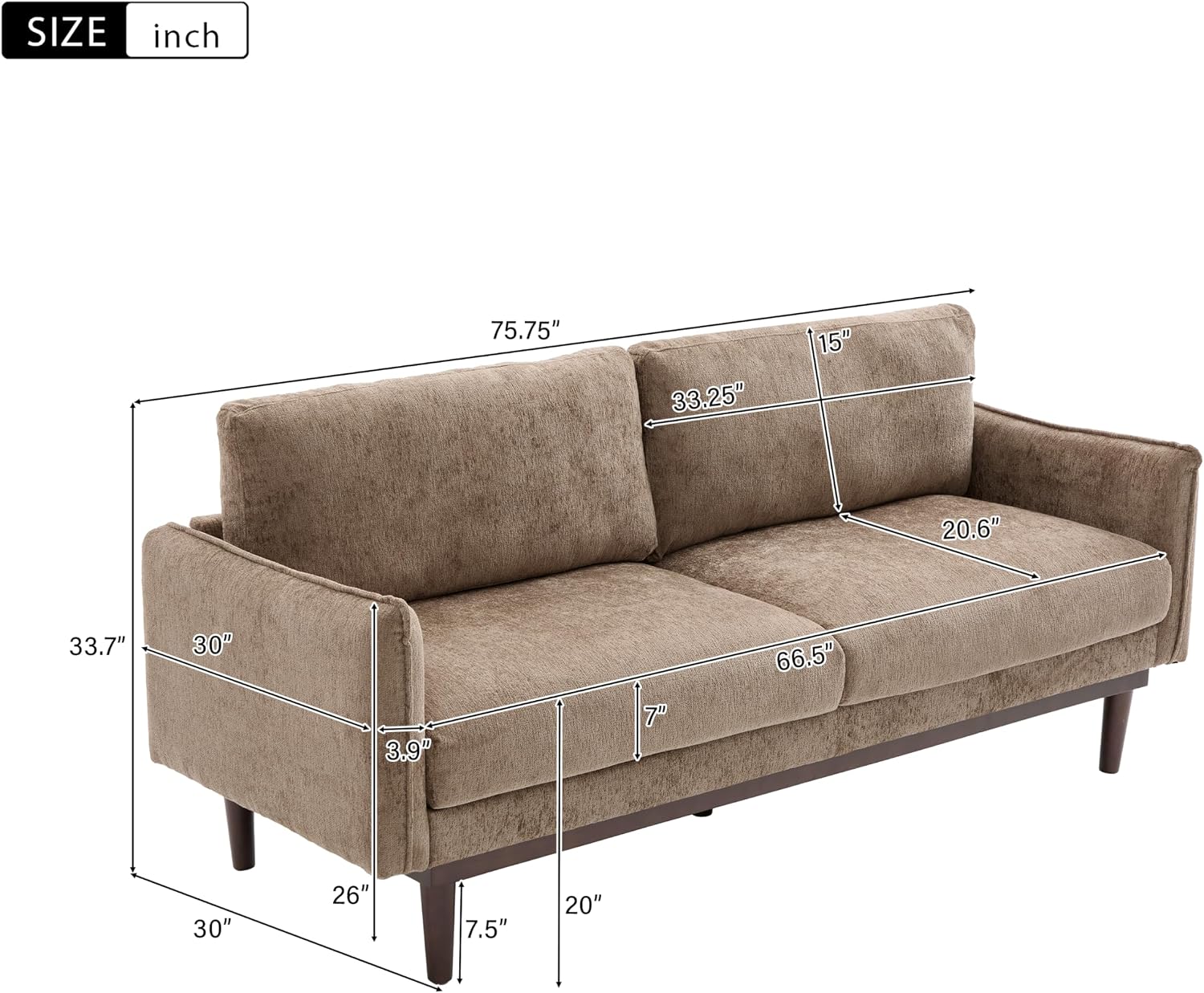 Christopher Knight Home Brena Modern Fabric Upholstered Loveseat Sofa, Wooden 2 Seater Sofa Couch with Deep Seat, Comfy Cloud Couch for Living Room, Bedroom, Home Office, Brown
