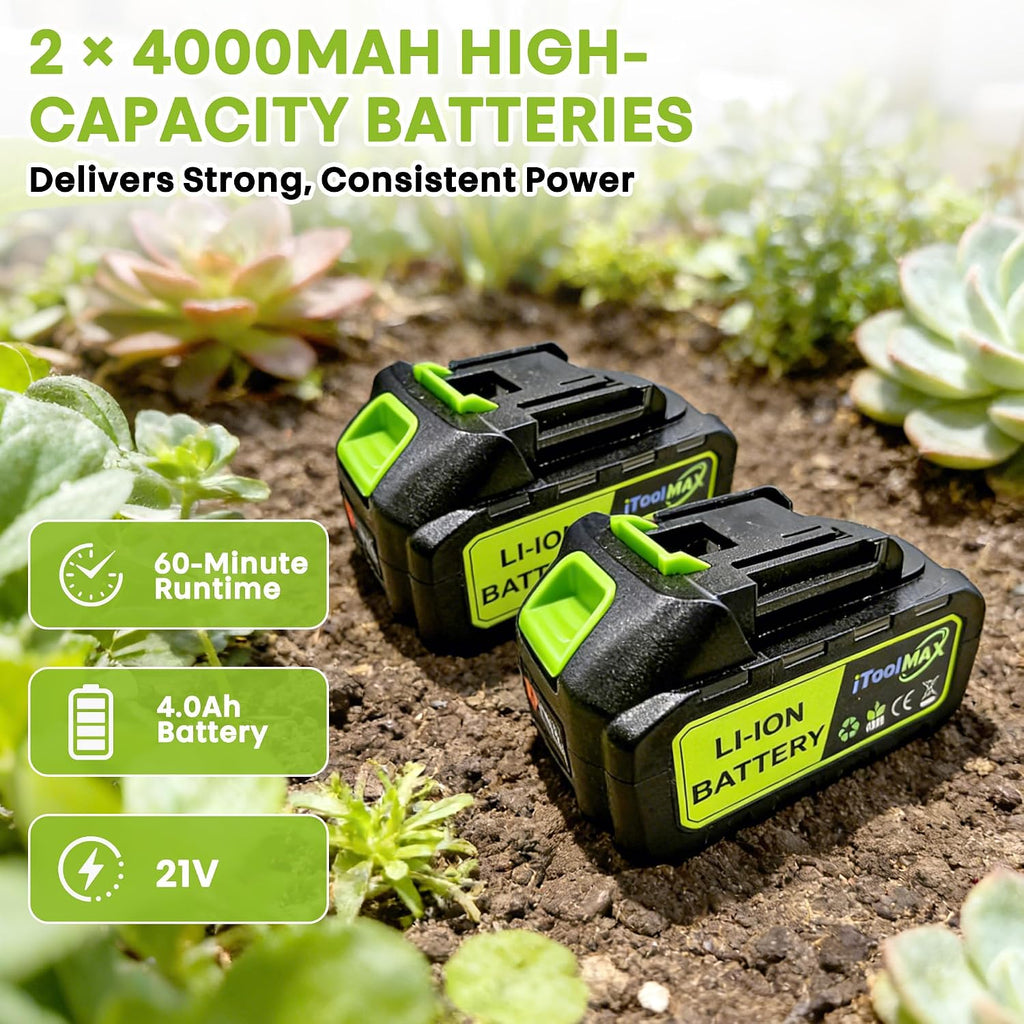 Cordless Electric Tiller for Gardening with 2 x 4.0AH Batteries, 9' Width & 6.7' Depth, 48 Steel Tines, Lightweight Rototiller for Soil Cultivation/Lawn, Gardening Gifts for Parents, Seniors