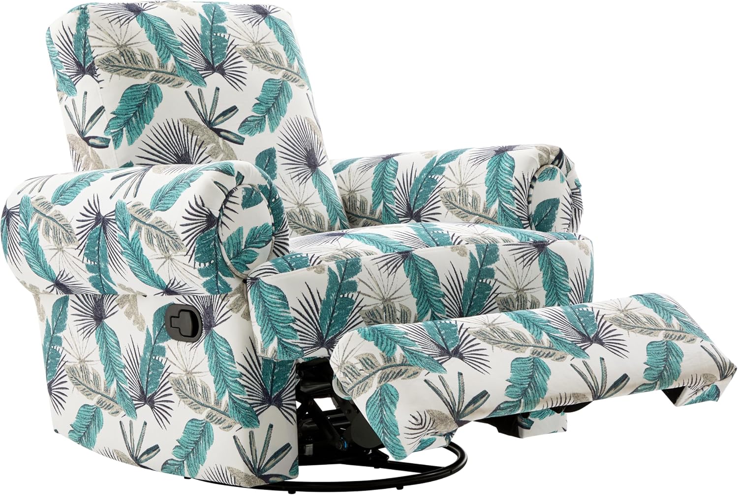 Christopher Knight Home Besty Chenille Upholstered Swivel Recliner Chair, Wooden Swivel Accent Chair with Adjustable Backrest, Super Comfort Rocker Recliner Sofa for Living Room/Bedroom, Green+White