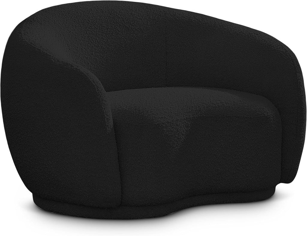Meridian Furniture 693Black-C Hyde Collection Modern | Contemporary Boucle Fabric Upholstered Accent Chair with Rounded Back, Black, 42' W x 38' D x 27.5' H