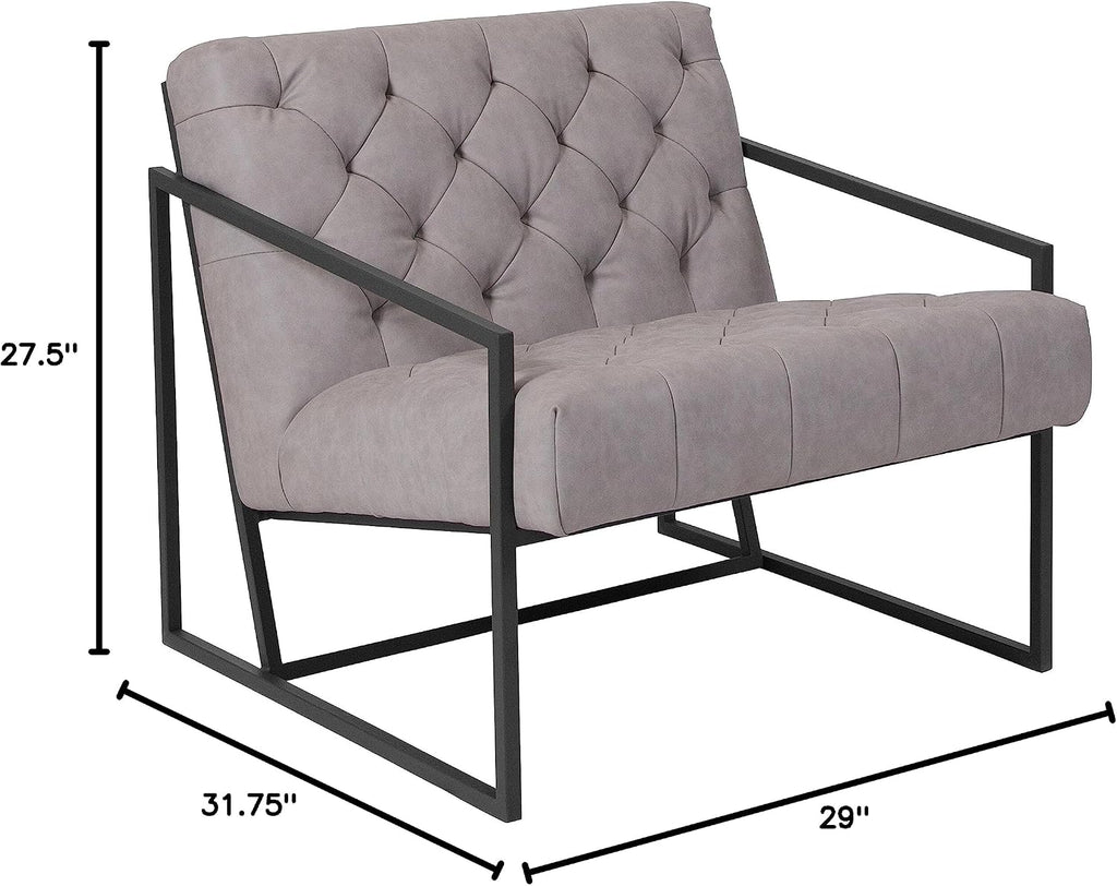 Flash Furniture HERCULES Madison Series Retro Light Gray LeatherSoft Tufted Lounge Chair