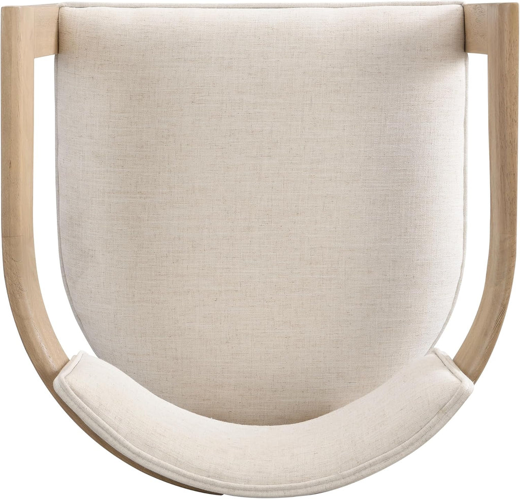 Christopher Knight Home Falcon Fabric Upholstered Dining Chairs Set of 2, Modern Wooden Dining Armchair, Curved Backrest Kitchen Side Chair, Living Room Accent Chair for Extra Seat, Light Ash+Beige