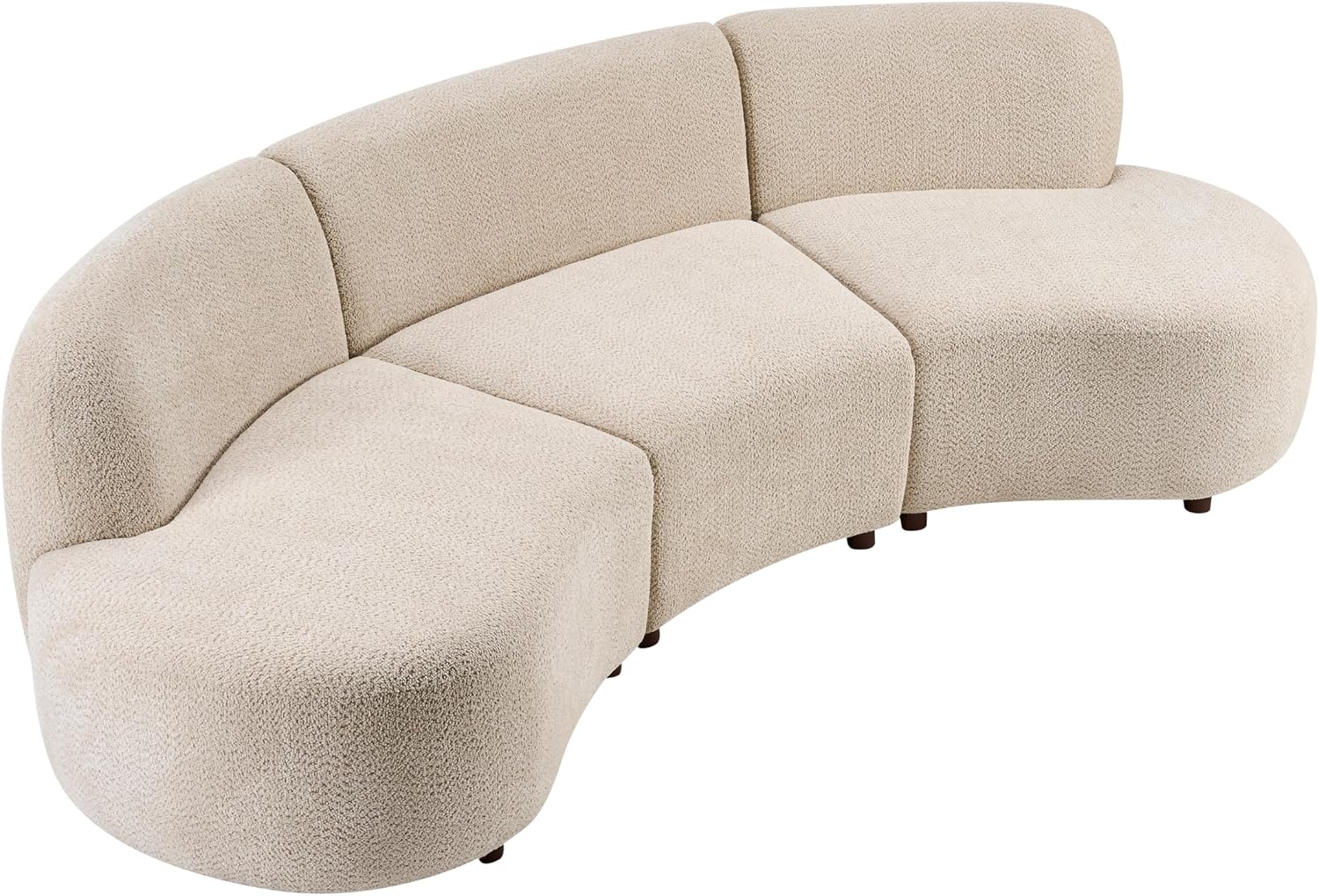 Christopher Knight Home Xata 100.75' Boucle Upholstered Sectional Sofa, Armless 3-Seater Home Sofa Living Room, Sturdy Wooden Frame Couches with Curved Design, Cloud Couch with Deep Seat, Beige
