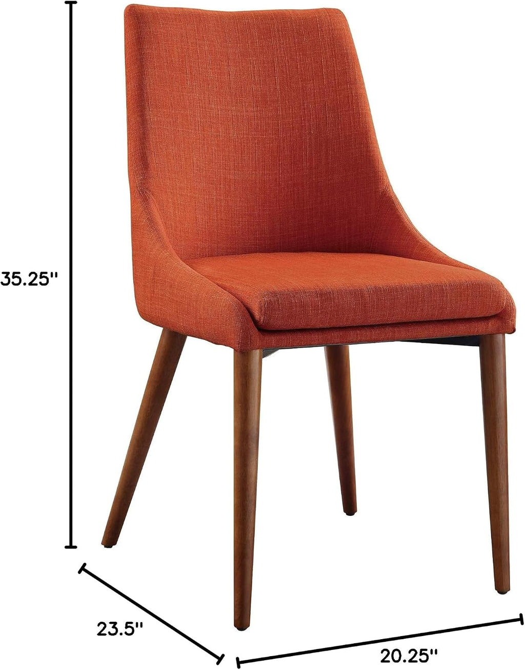 OSP Home Furnishings Palmer Mid-Century Modern Dining Accent Chair 2-Pack, Tangerine