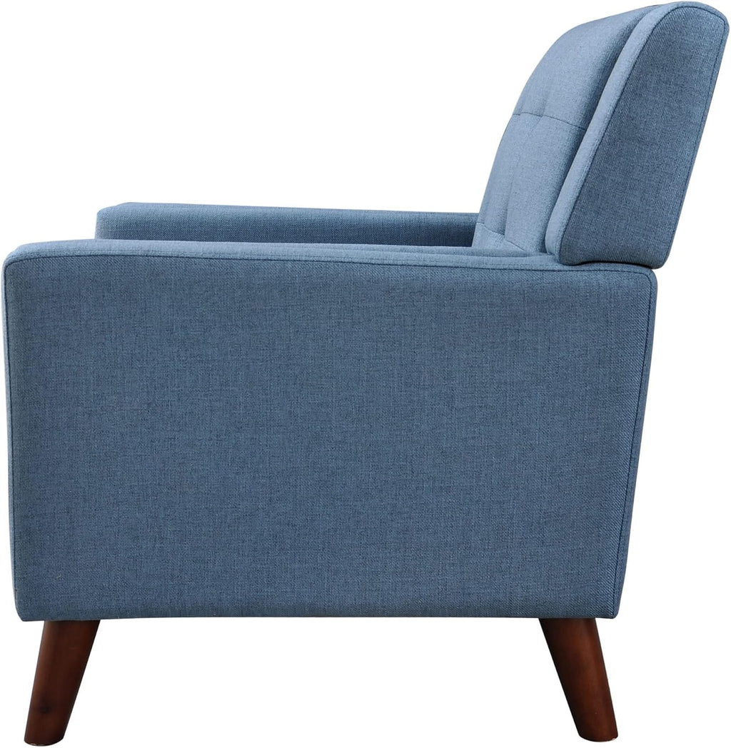Christopher Knight Home Alisa Mid Century Modern Fabric Arm Chair, Blue and Walnut
