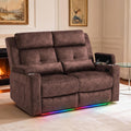 Power Reclining Loveseat with LED Lights/Arm Storage, Wall Hugger Loveseat Recliner with USB Ports, 2 Cushions, Power Loveseat Sofa for Living Room, Home, RV Camper(Brown, 2 Seat)
