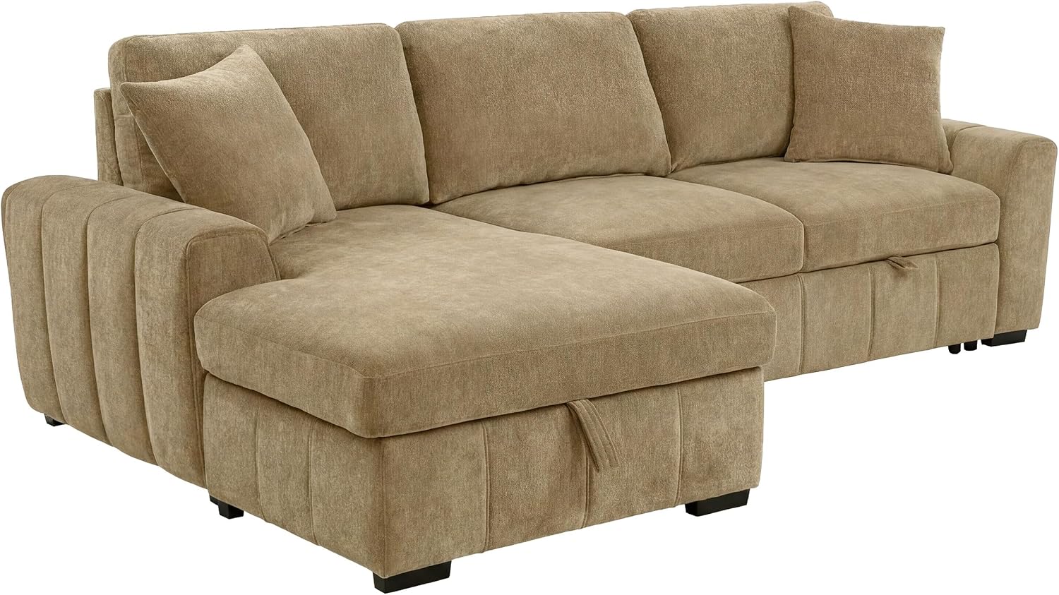 Coaster Home Furnishings - Pastrana - Wood and Fabric - Sleeper Sectional Sofa with Left-arm-Facing Chaise, and Track Arms - Living Room - Camel - 500358