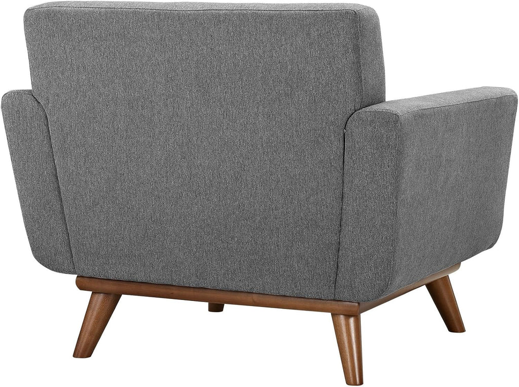 Modway Engage Mid-Century Modern Upholstered Fabric Accent Arm Lounge Chair in Expectation Gray