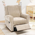Merax Manual Recliner Chair with Swivel and Rocker, 2-Position Chenille Recliner Sofa with Pull Handle, Compact Recliner for Living Room, Nursery, Home Theater, Brown