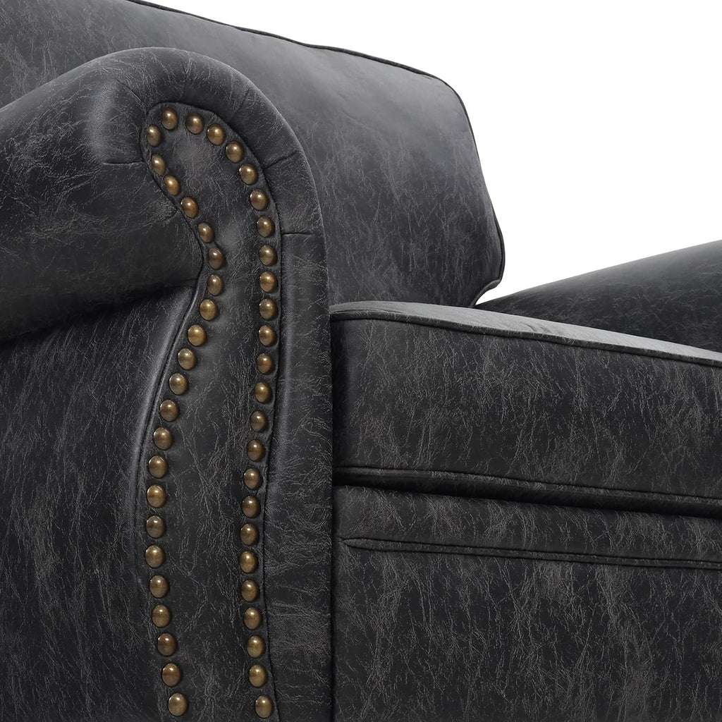 Couchus Living Room Furniture Sets,Sofa Sets and Couch Sets for Living Room,Mid-Century Vintage Sofa Couches with Rivet Design (Grey, 2 Loveseat+3 Seater)