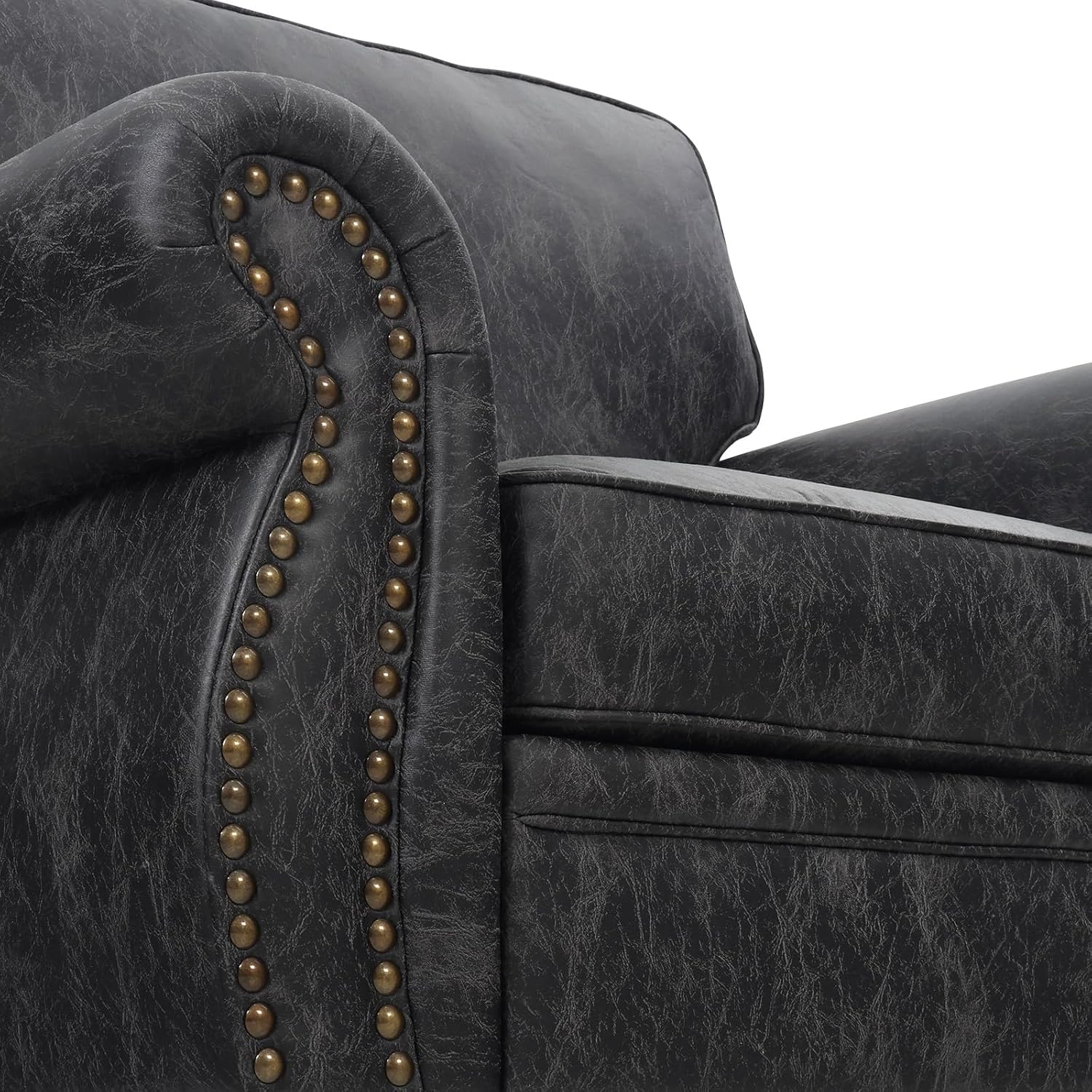 Couchus Living Room Furniture Sets,Sofa Sets and Couch Sets for Living Room,Mid-Century Vintage Sofa Couches with Rivet Design (Grey, 2 Loveseat+3 Seater)