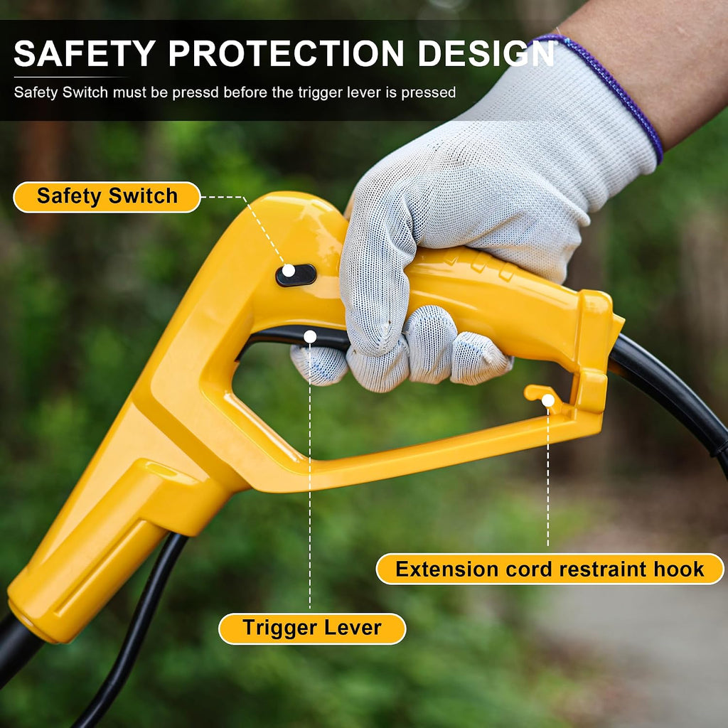 IncwBo Electric Tiller/Cultivator 4 Steel Tines, 8'' Tilling Depth Garden Roto Tillers for Gardening, 13.5 Amp 12 Inch Corded Rototiller with Adjustable Wheels, Yellow
