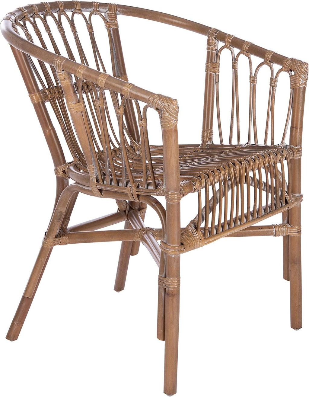 Safavieh Home Adriana Coastal Grey White Wash Rattan (Set of 2) Accent Chair (ACH6505D-SET2)