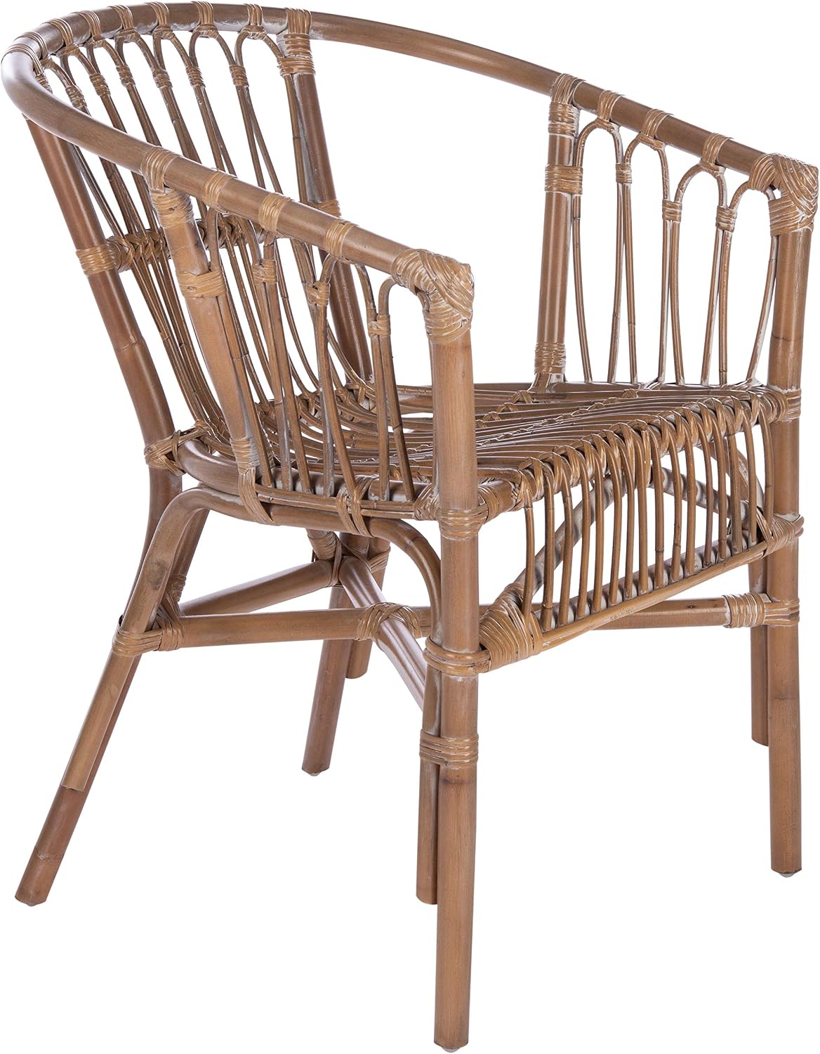 Safavieh Home Adriana Coastal Grey White Wash Rattan (Set of 2) Accent Chair (ACH6505D-SET2)