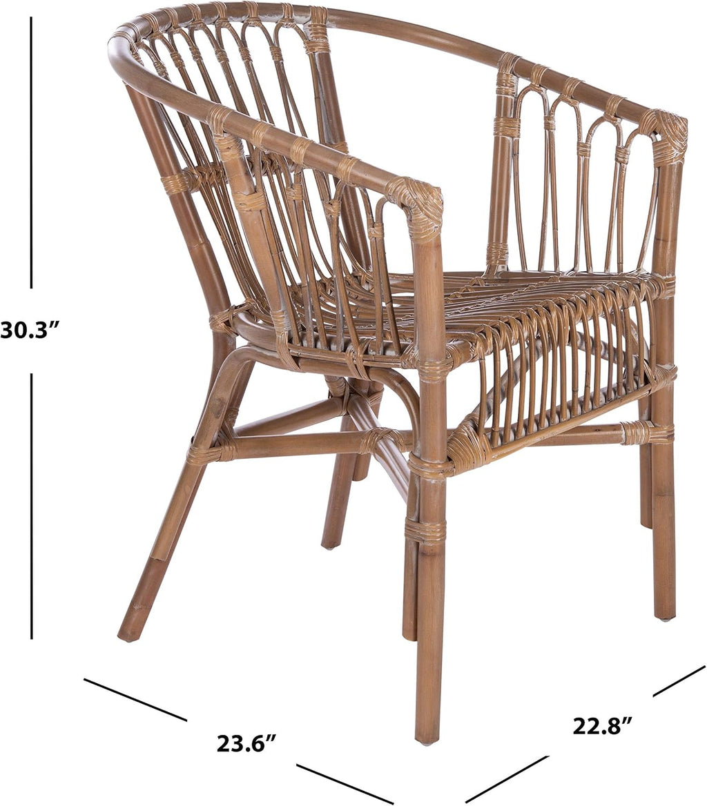 Safavieh Home Adriana Coastal Grey White Wash Rattan (Set of 2) Accent Chair (ACH6505D-SET2)