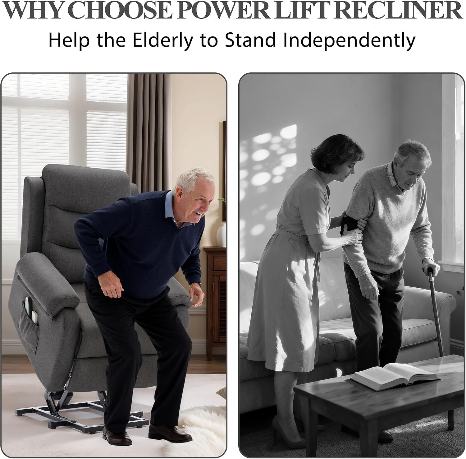 Korser Power Lift Recliner Chair for Elderly, Electric Lift Chair for Adults, Small Recliner with Side Pockets for Living Room Reading Room, Recliner Saves Your Favorite Position, Darkgrey