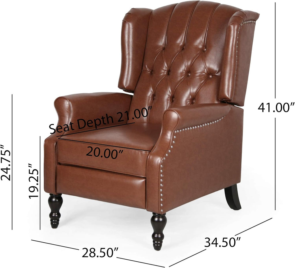 Christopher Knight Home Elaine Contemporary Tufted Recliners (Set of 2), Cognac Brown + Dark Brown
