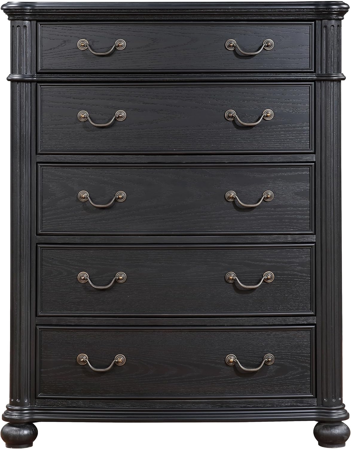 Coaster Home Furnishings Celina Traditional Wood 5-Drawer Bedroom Chest of Drawers Chiffonier Clothing Storage Cabinet Bedroom Armoire Tall Dresser Organizer Unit Black 224765