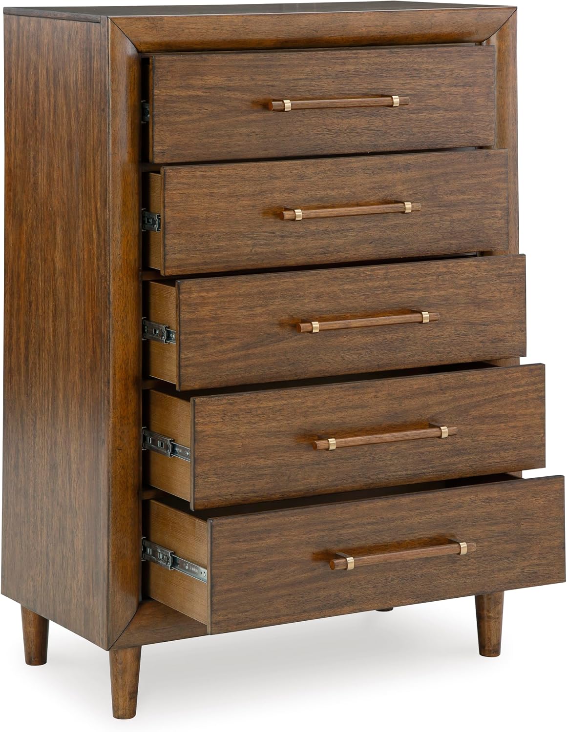 Signature Design by Ashley Lyncott Casual 5 Drawer Chest with Felt-Lined Top Drawer and Safety Stop for Bedroom, Dark Brown