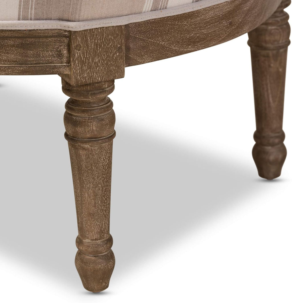 Baxton Studio Striped Charlemagne Traditional French Accent Chair, Oak Brown