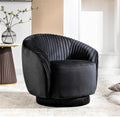 Container Furniture Direct Modern Barrel Swivel Chair with Plush Velvet Upholstery and Smooth 360° Rotation, Round Accent One-Seater Sofa for Living Room, Bedroom, and Office, Black