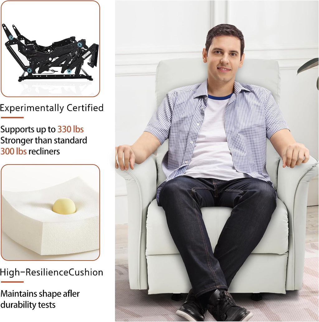 KEIKI Swivel Rocker Recliner Chair for Adults, Rocking Recliner Chair, Glider Rocking Chair, Reclining with Modern-Designed Armrests, Nursery Recliner for for Small Spaces/Living Room/Bedroom/Nursing