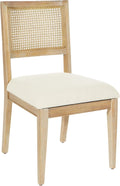 OSP Home Furnishings Alania Wood Dining Accent Chairs with Cane Back and Padded Seat, 2-Pack, Linen Fabric with Coastal Wash Frame