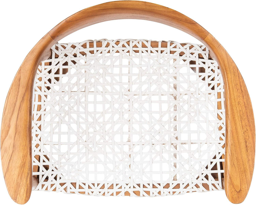 Safavieh Home Collection Juneau Leather Woven Natural and Off-White Accent Chair