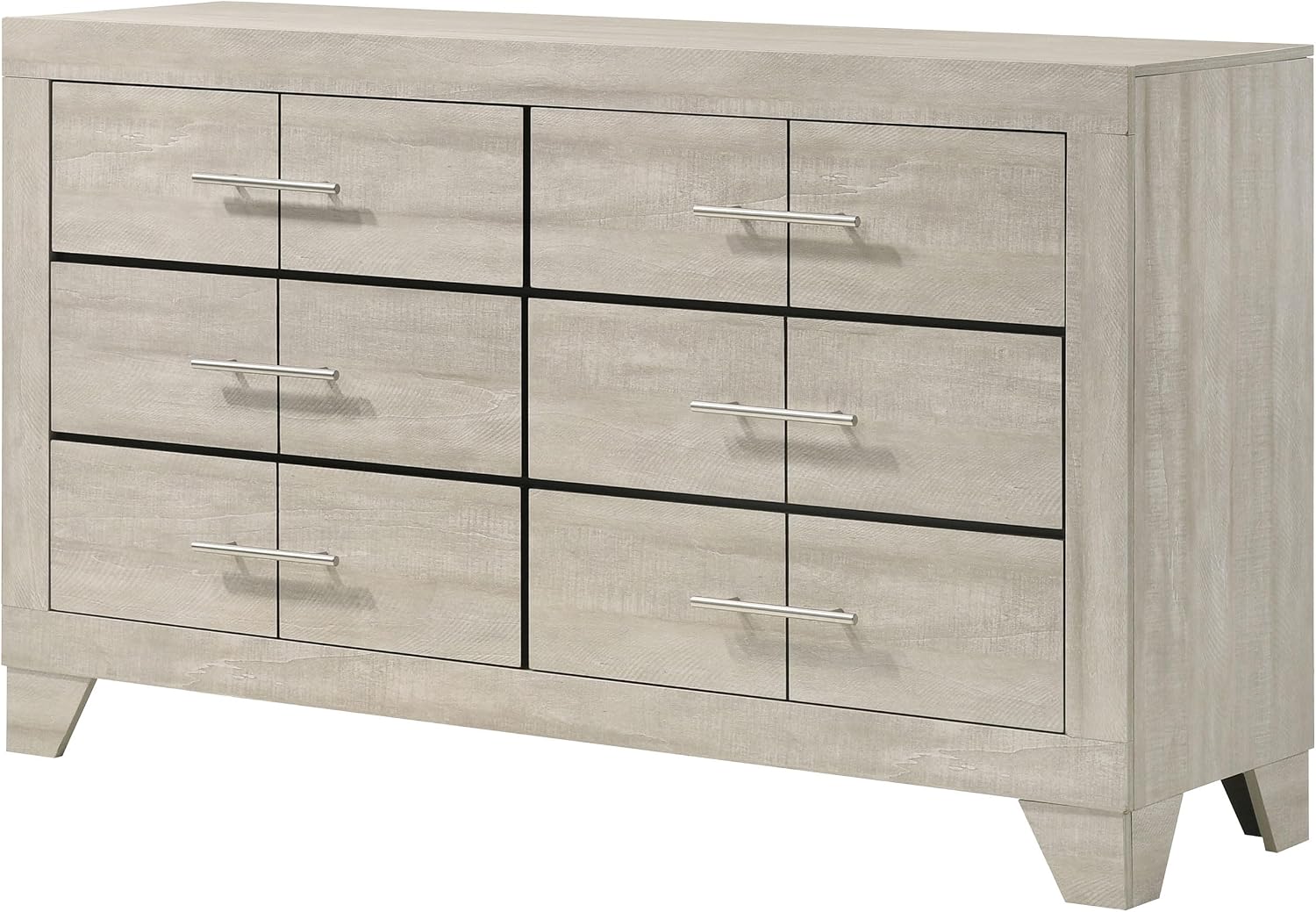 Coaster Home Furnishings - Trenton - Engineered Wood - 6-Drawer Bedroom Dresser with Contemporary Style, Nickel Handles, English Dovetail Joinery - Bedroom - Rustic Cream - 225063