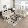 Lexicon 2 Piece Living Room Furniture Sets, Power Reclining Sofa Set, Home Theater Seating with USB Charging Ports/LED Lighting, Wall Hugger Power Double Reclining Sofa & Loveseat, 2 Pieces, Beige