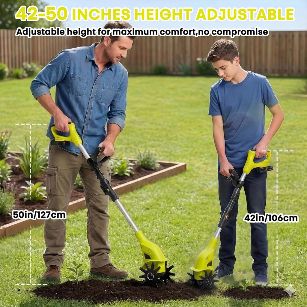 20V Mini Cordless Tiller for Gardening, 6 Lbs Ultra Lightweight Electric Garden Tiller for Women/Seniors, 6.3' Width & 4' Depth, Rototiller for Lawn/Soil Cultivation, Gardening Gifts for Parents