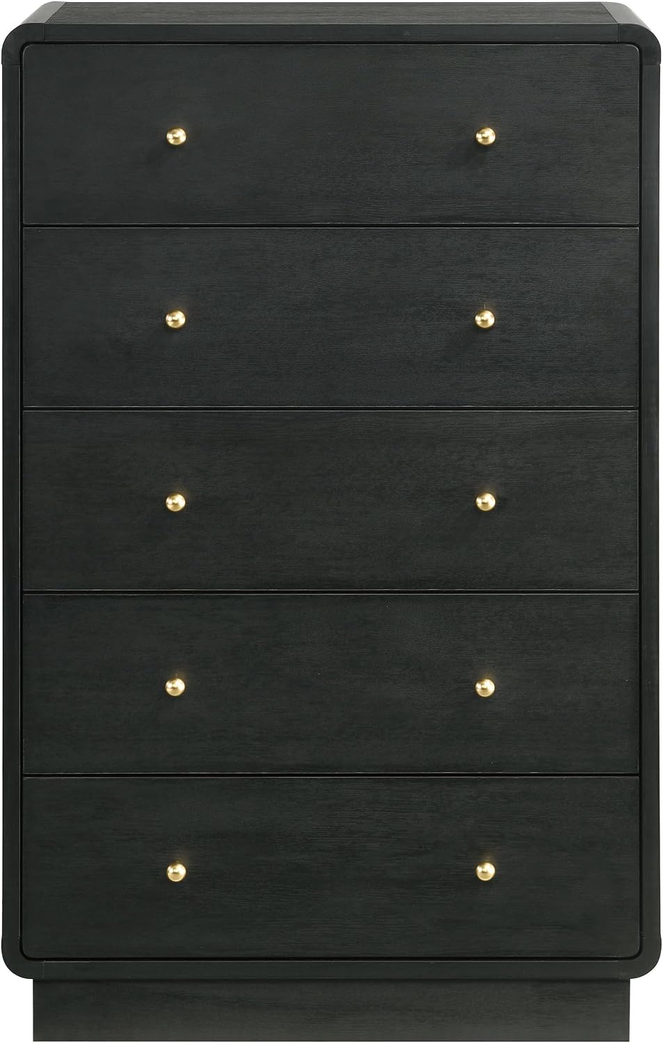 Coaster Home Furnishings - Cavelle - Wood - 5-Drawer Chest with Brass Ball Knobs, Flat Panel Fronts and Metal Glides - Mid-Century Modern - Bedroom - Black - 223665
