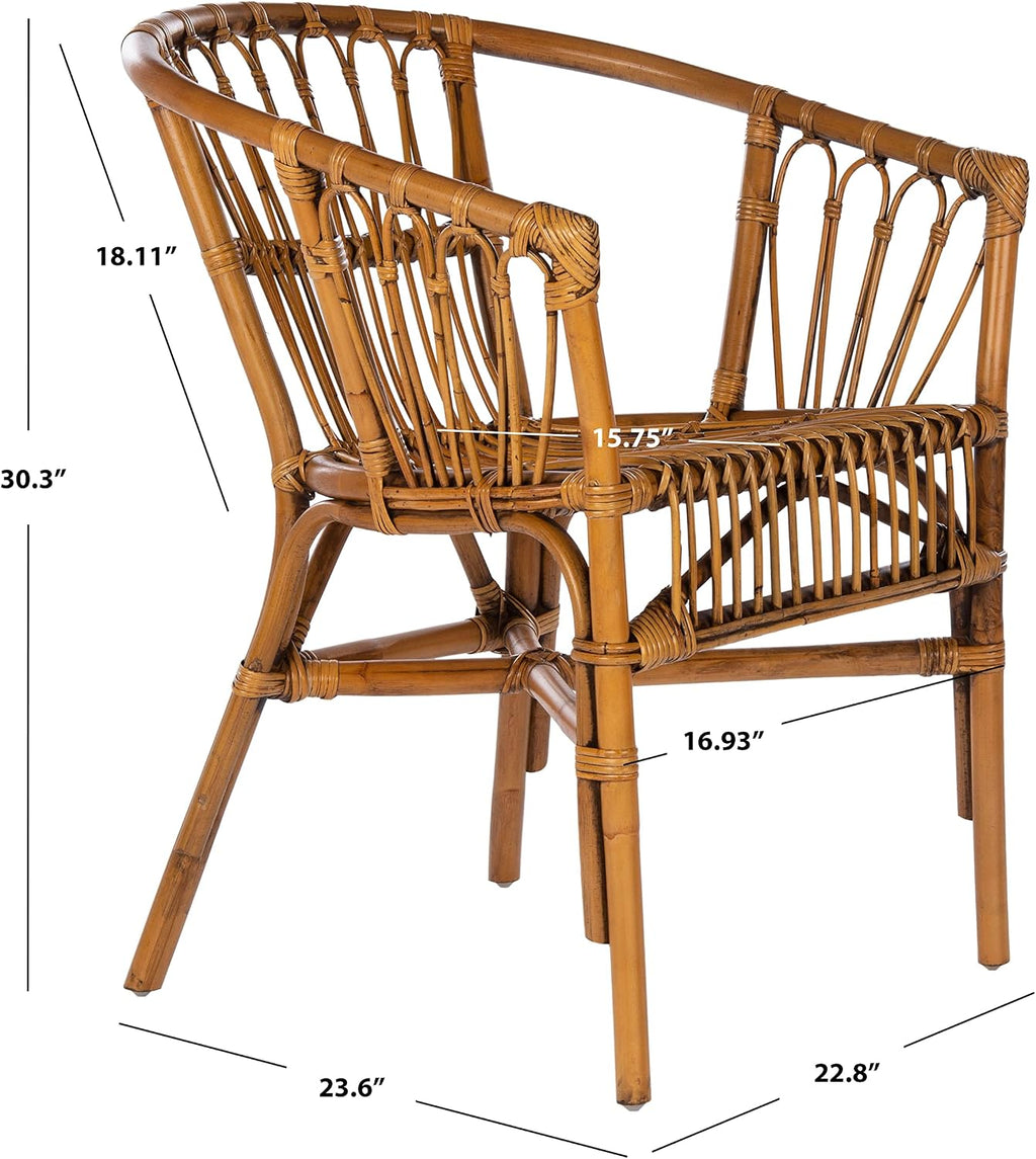 Safavieh Home Adriana Coastal Honey Brown Wash Rattan (Set of 2) Accent Chair (ACH6505C-SET2)