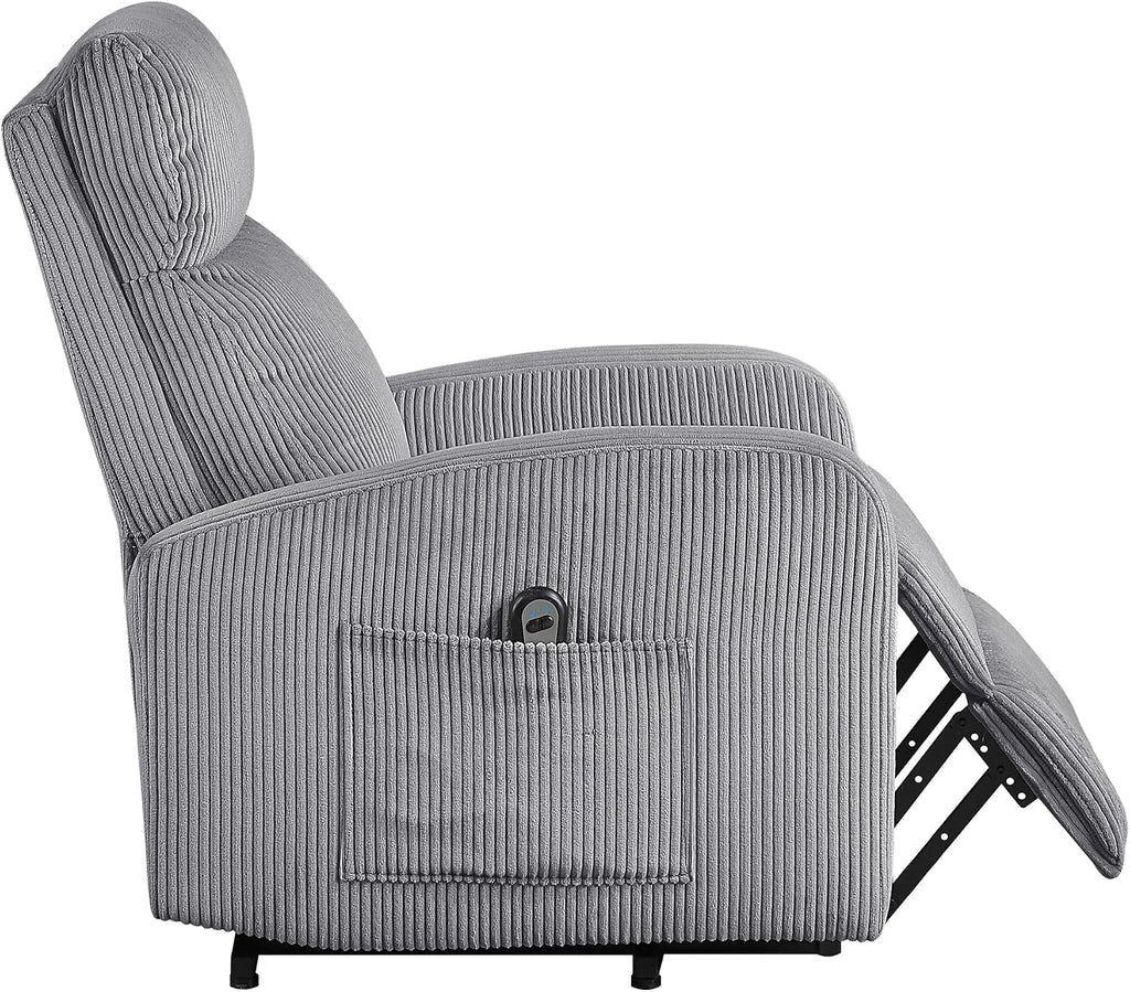Lexicon Power Lift Recliner Chair for Elderly with Remote Control, Gentle Lift Motion, Side Pocket Armrest, Corduroy Upholstered Electric Recliner for Living Room/Bedroom, Easy Assembly, Dark Gray