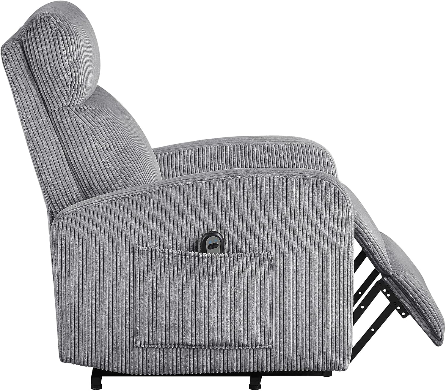 Lexicon Power Lift Recliner Chair for Elderly with Remote Control, Gentle Lift Motion, Side Pocket Armrest, Corduroy Upholstered Electric Recliner for Living Room/Bedroom, Easy Assembly, Dark Gray
