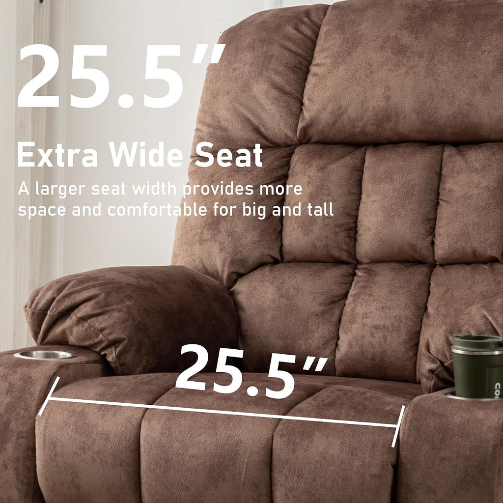 Oversized Power Recliner Chair for Big and Tall 400 LBS, 25.5' Extra Wide Electric Lift Chair with Heat and Massage, Dual Motor 180° Lay Flat Recliner Living Room Sofa, Velvet Big Lift Recliner