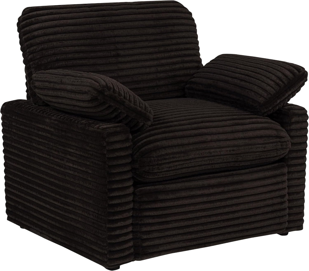Coaster Home Furnishings - Collins - Wood and Fabric - Power Recliner with Horizontal Tufted Detail, Padded Arms, and Reversible Cushions - Living Room - Chocolate Brown - 610353P