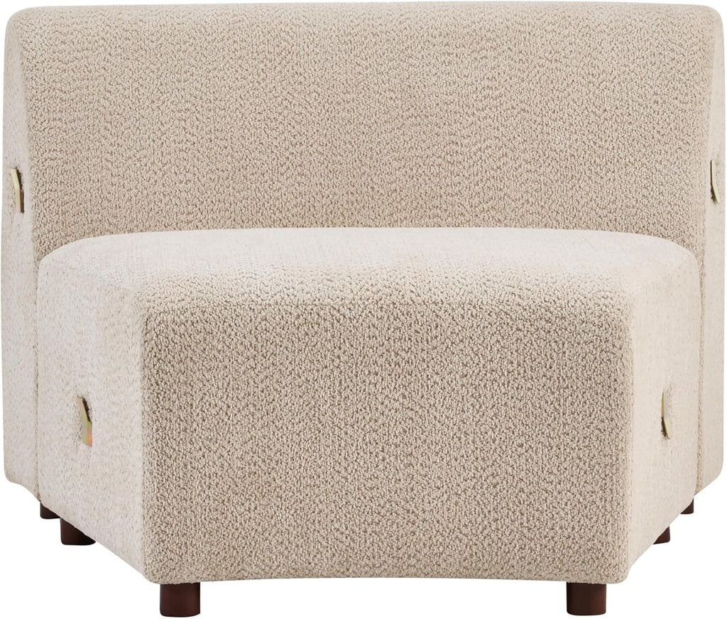 Christopher Knight Home Xata 100.75' Boucle Upholstered Sectional Sofa, Armless 3-Seater Home Sofa Living Room, Sturdy Wooden Frame Couches with Curved Design, Cloud Couch with Deep Seat, Beige
