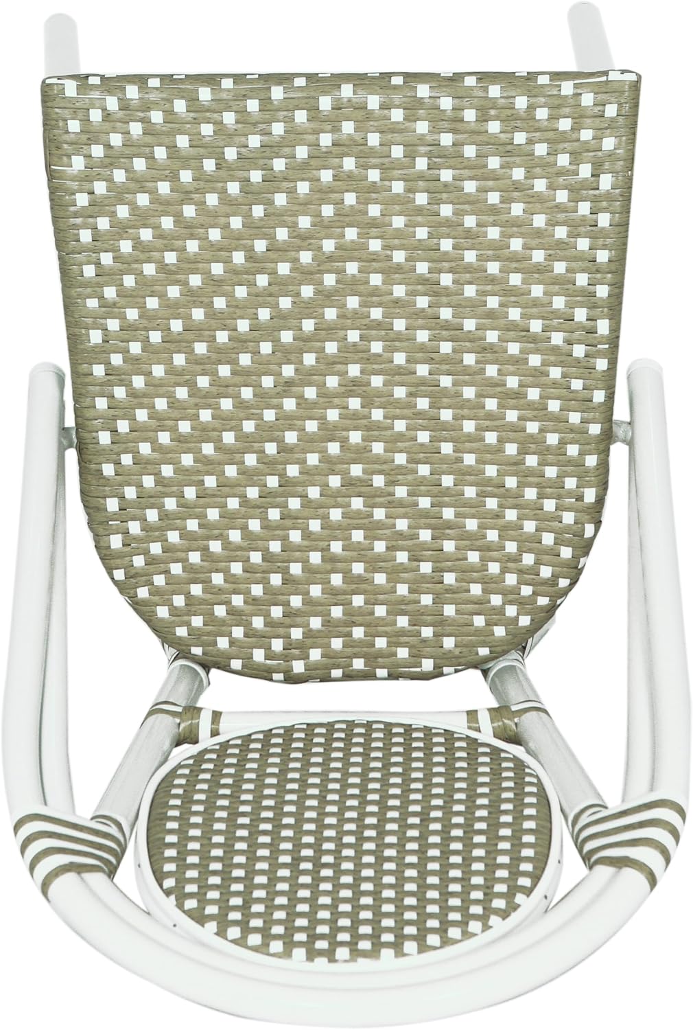 Christopher Knight Home Gammy Outdoor French Bistro Chairs Set of 2, Aluminum Patio Dining Chairs Set of 2, PE Rattan Patio Furniture Armless Accent Chair for Garden/Backyard/Balcony, Green + White