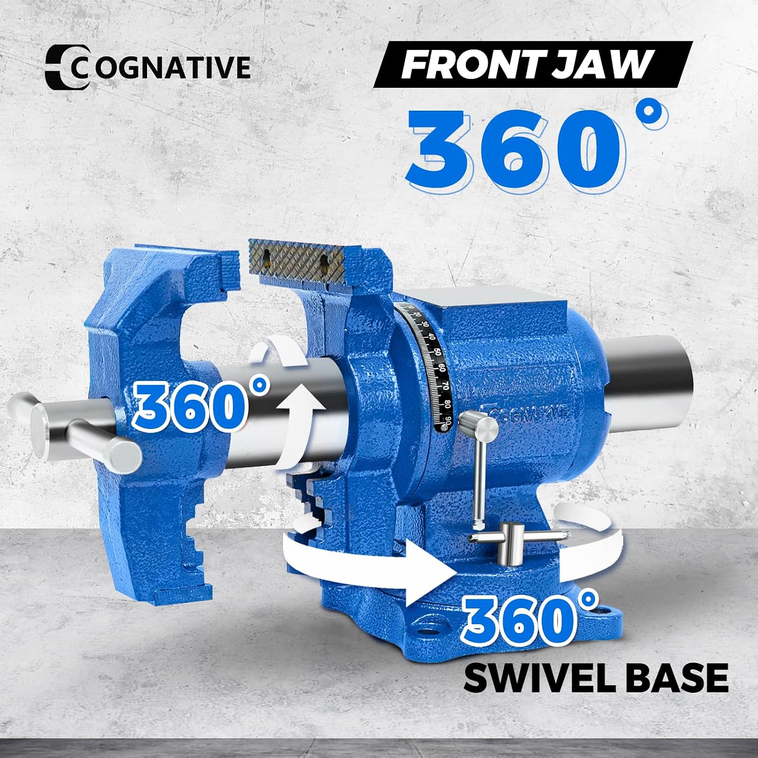 6-Inch Heavy Duty Bench Vise Ductile Iron Bench Vise 360° Multi-Purpose Bench Vice with Anvil, Clamp force 9900lbs, Blue Swivel Vise