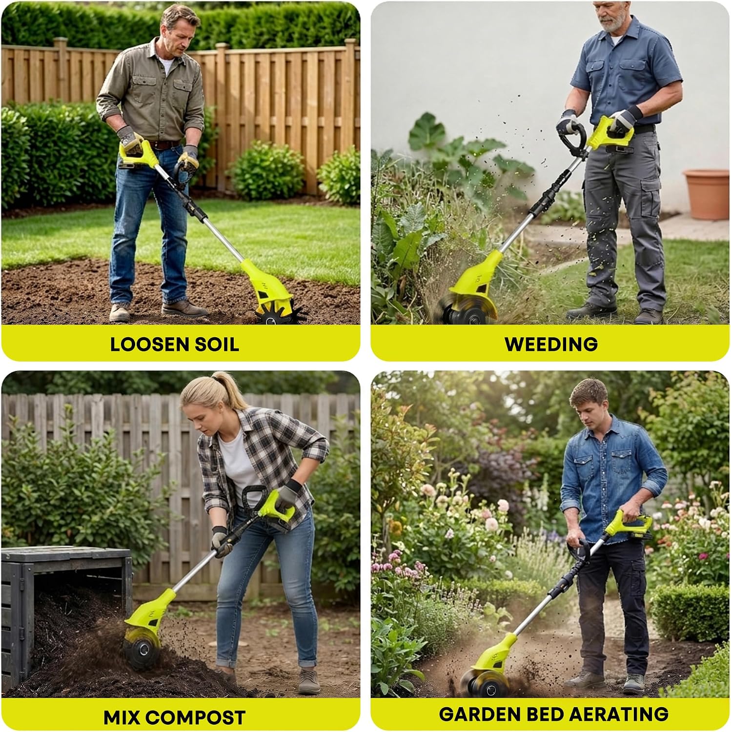 20V Mini Cordless Tiller for Gardening, 6 Lbs Ultra Lightweight Electric Garden Tiller for Women/Seniors, 6.3' Width & 4' Depth, Rototiller for Lawn/Soil Cultivation, Gardening Gifts for Parents