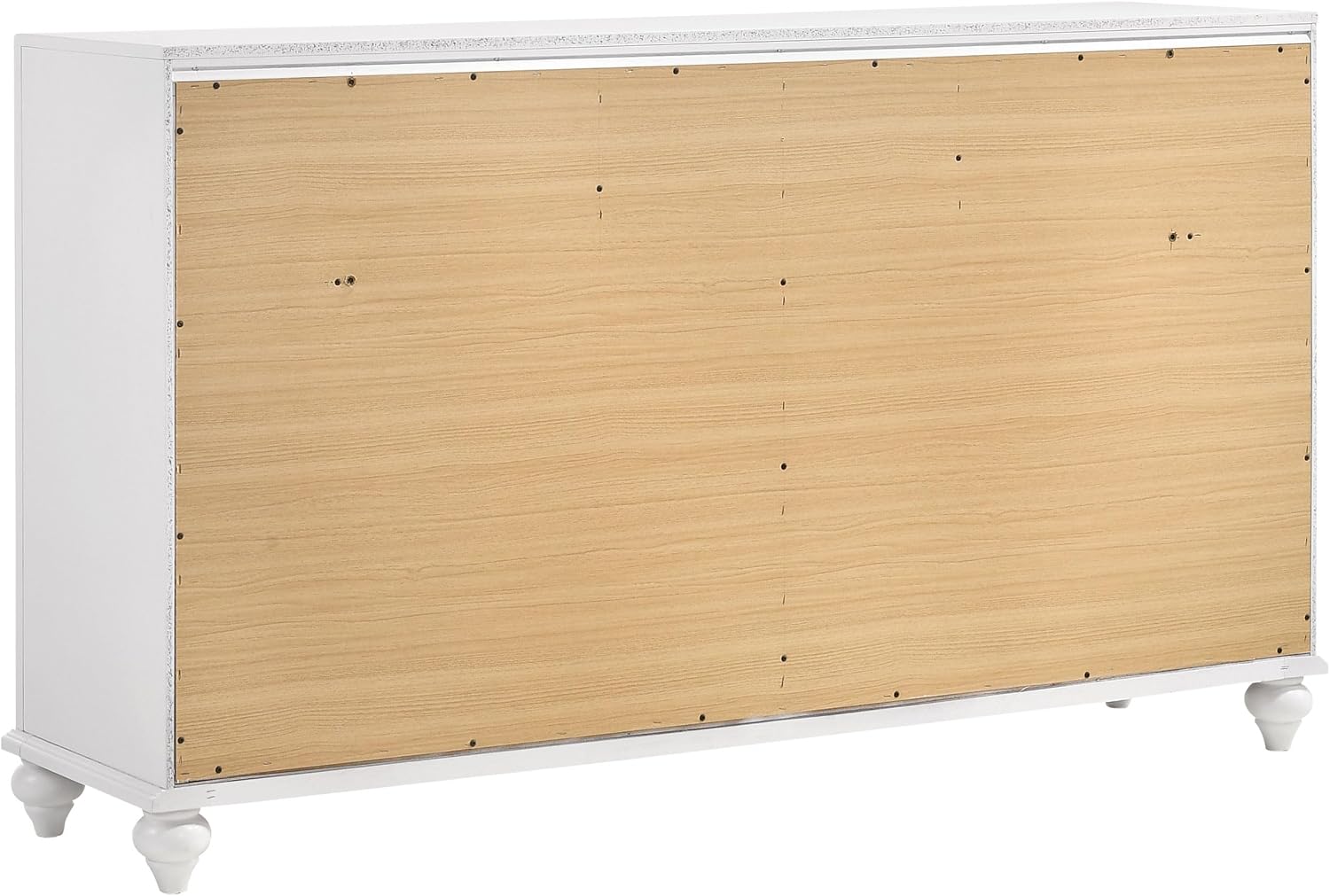 Coaster Home Furnishings - Barzini - Wood - 7-Drawer Dresser with Acrylic Panel, Crystal Hardware, Curved Handles, Turned Legs, Modern Classic Style - Bedroom - White - 205893