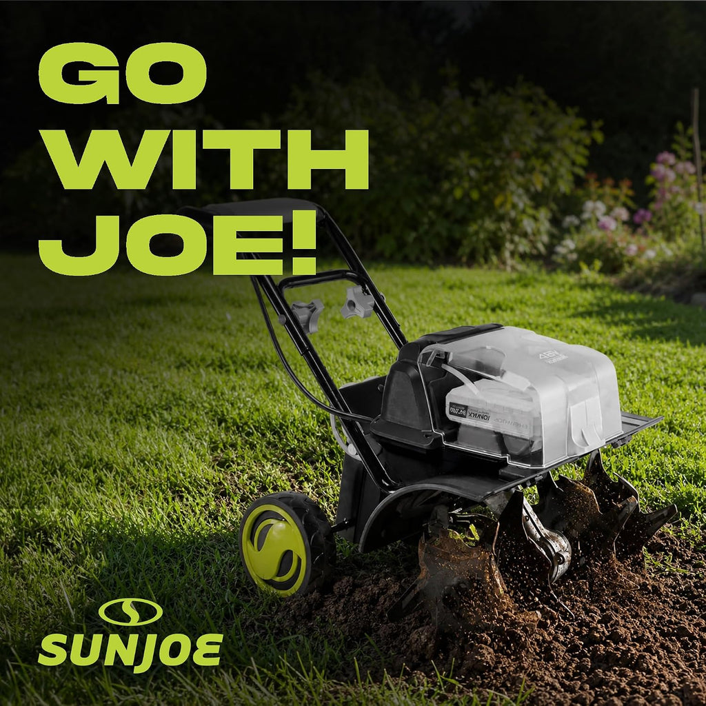 Sun Joe 24V Cordless Garden Tiller Cultivator Kit with Battery and Charger for Weeding, Soil Aeration and Prepping Plant Beds, Black, 24V-X2-TLR14